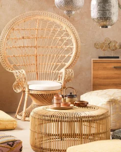Pfauensessel Rattan / Baumwolle Naturlich Emmanuelle