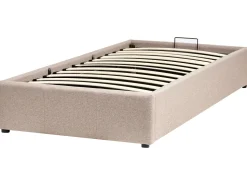Polsterbett Beige Mit Bettkasten Hochklappbar 90 X 200 Cm Dinan