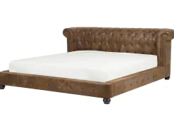 Polsterbett Lederoptik Braun Lattenrost 180 X 200 Cm Cavaillon