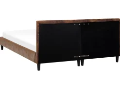 Polsterbett Lederoptik Braun Lattenrost 160 X 200 Cm Fitou