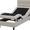 Polsterbett Leinenoptik Beige Elektrisch Verstellbar 80 X 200 Cm Duke