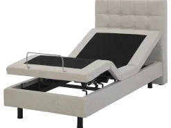 Polsterbett Leinenoptik Beige Elektrisch Verstellbar 80 X 200 Cm Duke