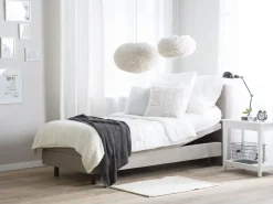 Polsterbett Leinenoptik Beige Elektrisch Verstellbar 80 X 200 Cm Duke