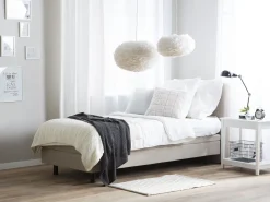 Polsterbett Leinenoptik Beige Elektrisch Verstellbar 80 X 200 Cm Duke