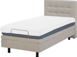 Polsterbett Leinenoptik Beige Elektrisch Verstellbar 80 X 200 Cm Duke