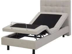Polsterbett Leinenoptik Beige Elektrisch Verstellbar 90 X 200 Cm Duke