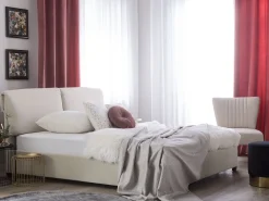 Polsterbett Leinenoptik Beige Lattenrost 180 X 200 Cm Belfort