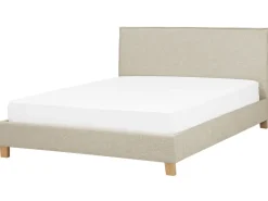 Polsterbett Leinenoptik Beige Lattenrost 180 X 200 Cm Sennez