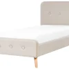 Polsterbett Leinenoptik Beige Lattenrost 90 X 200 Cm Rennes