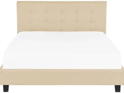Polsterbett Leinenoptik Beige Lattenrost 180 X 200 Cm La Rochelle