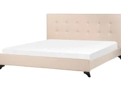 Polsterbett Leinenoptik Beige Lattenrost 180 X 200 Cm Ambassador