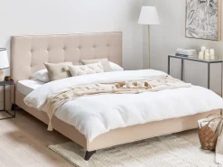 Polsterbett Leinenoptik Beige Lattenrost 180 X 200 Cm Ambassador