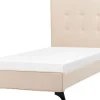 Polsterbett Leinenoptik Beige Lattenrost 90 X 200 Cm Ambassador