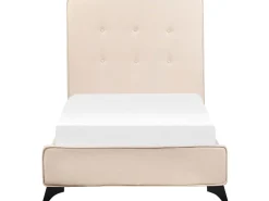 Polsterbett Leinenoptik Beige Lattenrost 90 X 200 Cm Ambassador