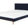 Polsterbett Leinenoptik Dunkelblau Lattenrost 180 X 200 Cm Talence