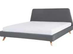 Polsterbett Leinenoptik Grau Lattenrost 180 X 200 Cm Vienne