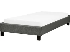 Polsterbett Leinenoptik Grau Lattenrost 90 X 200 Cm Roanne