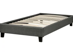 Polsterbett Leinenoptik Grau Lattenrost 90 X 200 Cm Roanne