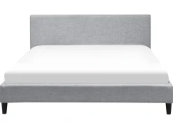 Polsterbett Leinenoptik Hellgrau Mit Led-Beleuchtung Weis 160 X 200 Cm Fitou