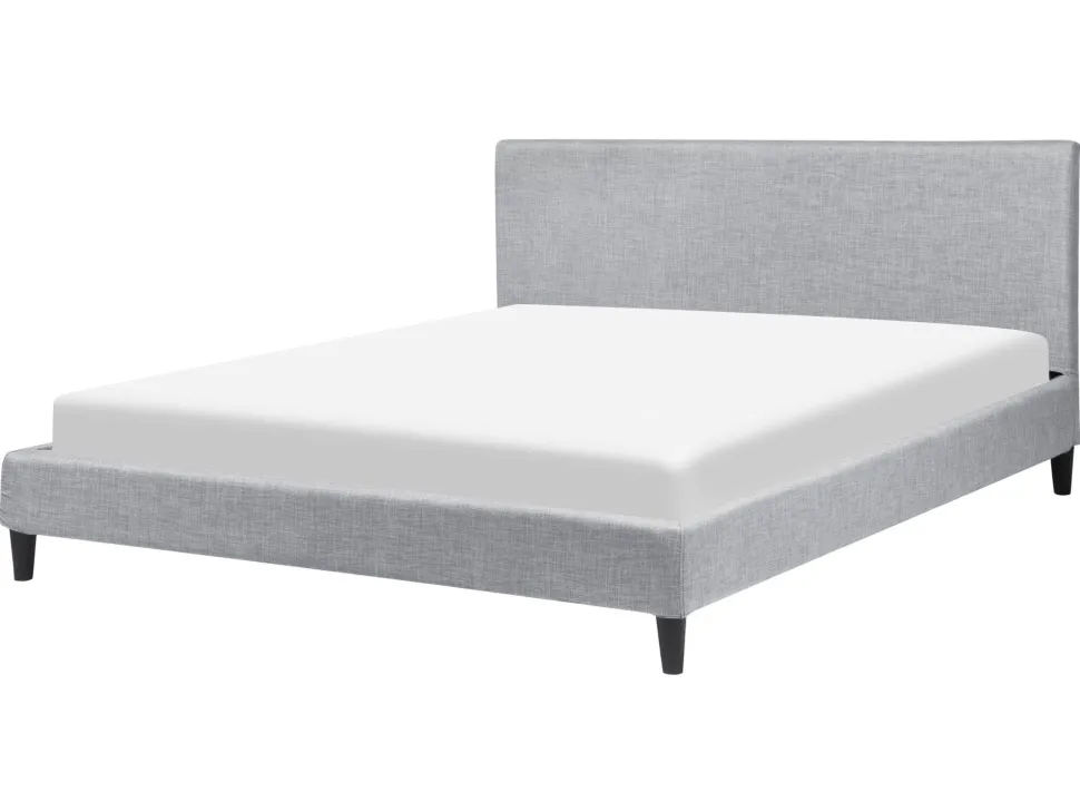 Polsterbett Leinenoptik Hellgrau Mit Led-Beleuchtung Weis 160 X 200 Cm Fitou