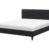 Polsterbett Leinenoptik Schwarz Lattenrost 180 X 200 Cm Fitou