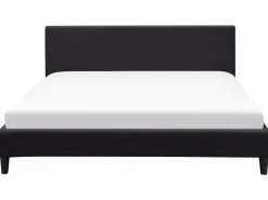 Polsterbett Leinenoptik Schwarz Lattenrost 180 X 200 Cm Fitou