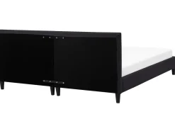 Polsterbett Leinenoptik Schwarz Lattenrost 180 X 200 Cm Fitou