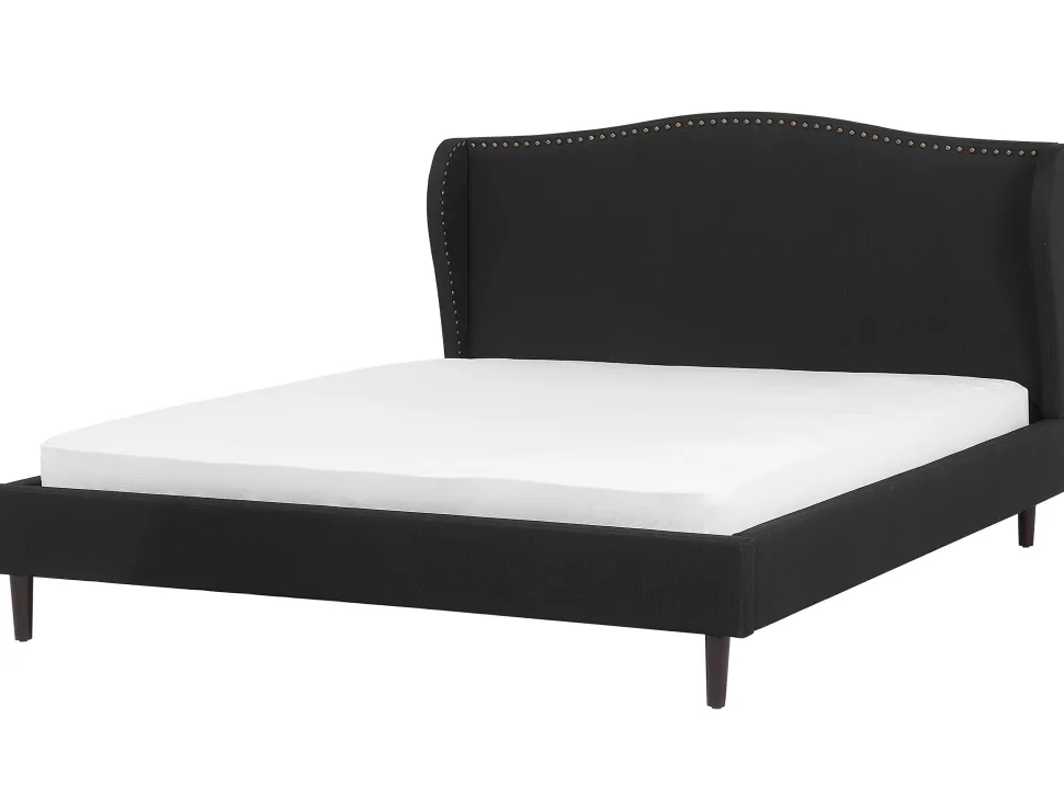 Polsterbett Leinenoptik Schwarz Lattenrost 180 X 200 Cm Colmar
