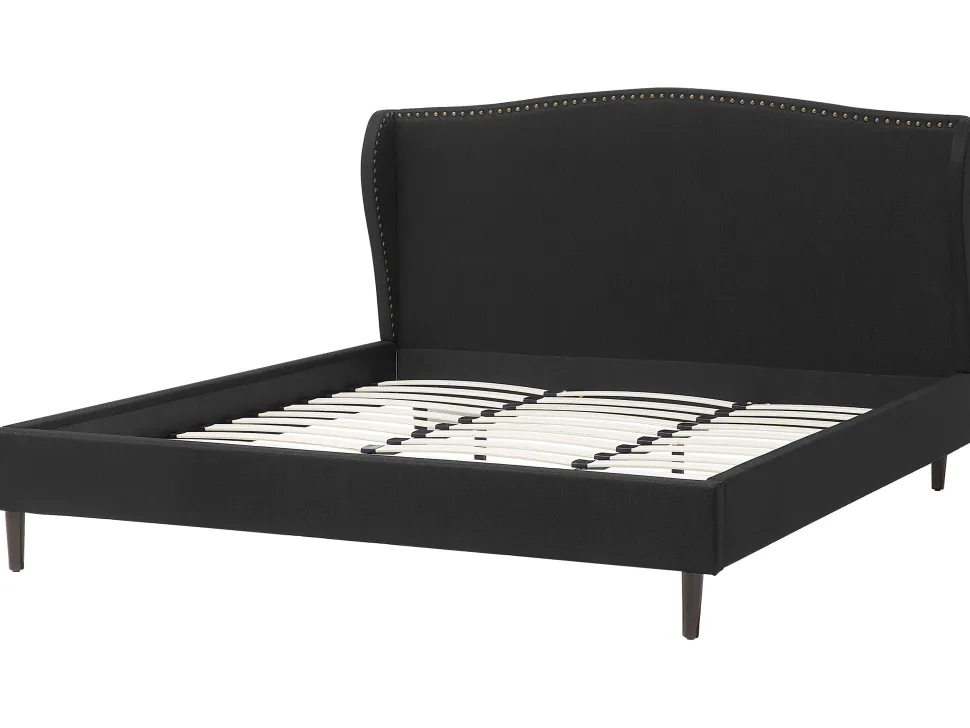 Polsterbett Leinenoptik Schwarz Lattenrost 180 X 200 Cm Colmar