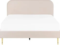 Polsterbett Samtstoff Beige 180 X 200 Cm Lattenrost Flayat