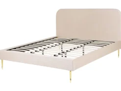 Polsterbett Samtstoff Beige 180 X 200 Cm Lattenrost Flayat