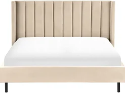 Polsterbett Samtstoff Beige Lattenrost 180 X 200 Cm Villette