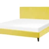 Polsterbett Samtstoff Gelb Lattenrost 160 X 200 Cm Fitou