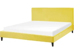 Polsterbett Samtstoff Gelb Lattenrost 160 X 200 Cm Fitou