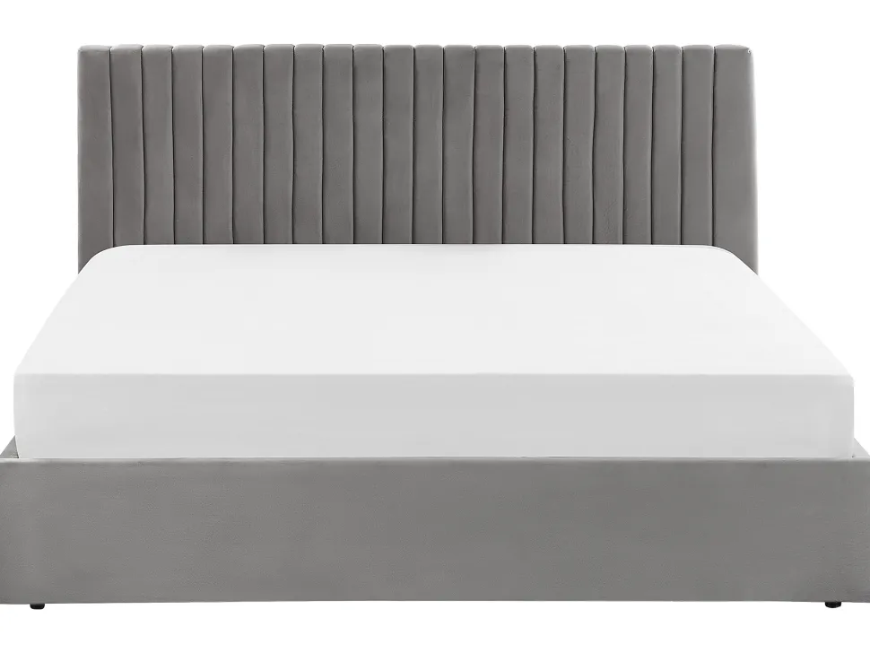 Polsterbett Samtstoff Grau Mit Stauraum 180 X 200 Cm Vion