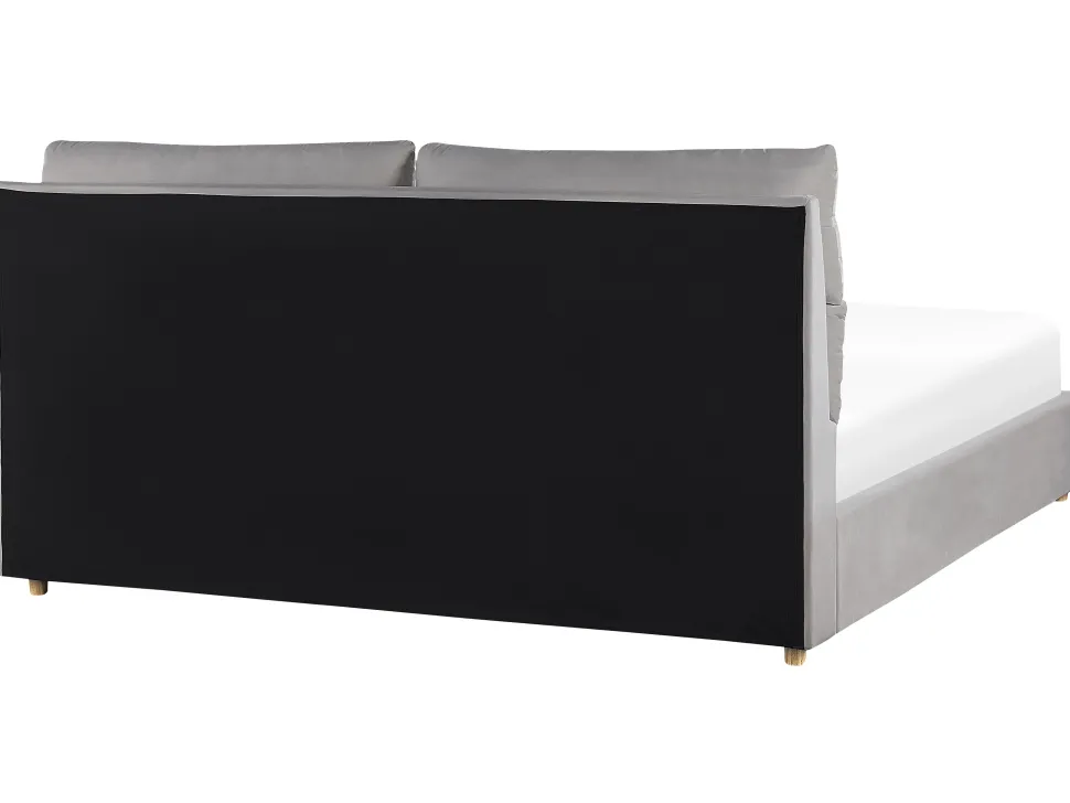 Polsterbett Samtstoff Hellgrau Mit Bettkasten Hochklappbar 180 X 200 Cm Batilly