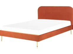 Polsterbett Samtstoff Orange 180 X 200 Cm Lattenrost Flayat