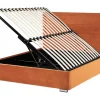 Polsterbett Samtstoff Orange Mit Stauraum 140 X 200 Cm Rouen