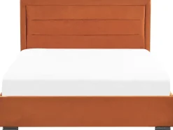 Polsterbett Samtstoff Orange Mit Stauraum 140 X 200 Cm Rouen