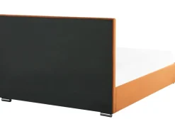 Polsterbett Samtstoff Orange Mit Stauraum 140 X 200 Cm Rouen