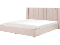 Polsterbett Samtstoff Pastellrosa Mit Stauraum 180 X 200 Cm Noyers