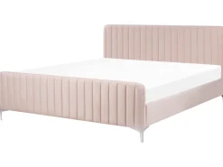 Polsterbett Samtstoff Pastellrosa Lattenrost 180 X 200 Cm Lunan
