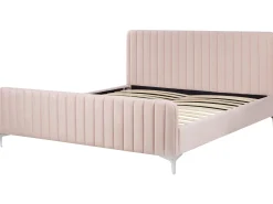 Polsterbett Samtstoff Pastellrosa Lattenrost 180 X 200 Cm Lunan