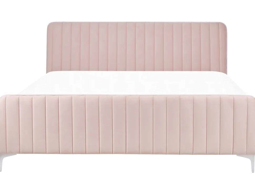 Polsterbett Samtstoff Pastellrosa Lattenrost 180 X 200 Cm Lunan