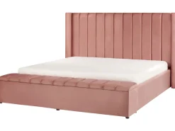Polsterbett Samtstoff Rosa Mit Stauraum 180 X 200 Cm Noyers