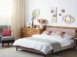Polsterbett Samtstoff Rosa Lattenrost 160 X 200 Cm Fitou