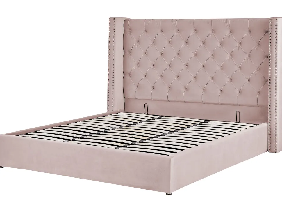 Polsterbett Samtstoff Rosa Mit Bettkasten 180 X 200 Cm Lubbon