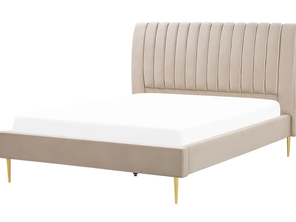 Polsterbett Samtstoff Sandbeige 180 X 200 Cm Marville