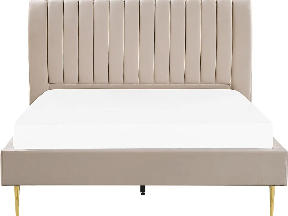 Polsterbett Samtstoff Sandbeige 180 X 200 Cm Marville