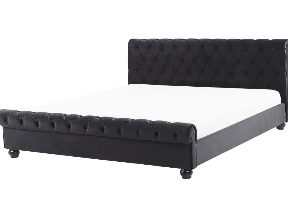 Polsterbett Samtstoff Schwarz 180 X 200 Cm Avallon